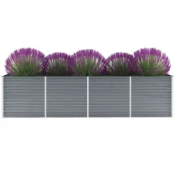Forhøjet plantekasse 320x80x77 cm galvaniseret stål grå - Plantekasse - Plantekasser - Home & Living
