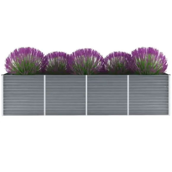 Forhøjet plantekasse 320x80x77 cm galvaniseret stål grå - Plantekasse - Plantekasser - Home & Living