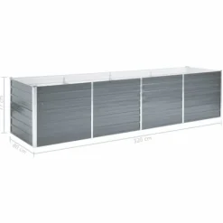 Forhøjet plantekasse 320x80x77 cm galvaniseret stål grå - Plantekasse - Plantekasser - Home & Living