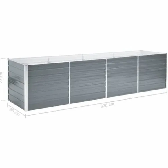 Forhøjet plantekasse 320x80x77 cm galvaniseret stål grå - Plantekasse - Plantekasser - Home & Living