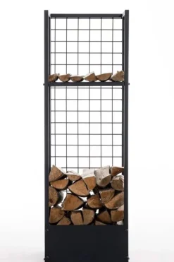 Forrest Firewood Rack - Black Metal, 40x40x120 cm