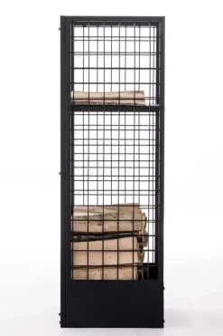 Forrest Firewood Rack - Black Metal, 40x40x120 cm
