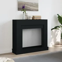 Forsats til pejs i konstrueret træ - Sikkerhedsbarriere | Farve: Sort | Størrelse: 100x30x87,5 cm