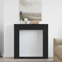 Fortsat til pejs - Slidstærk hylde til LED-flamme | Farve: Sort | Størrelse: 100x20x100 cm