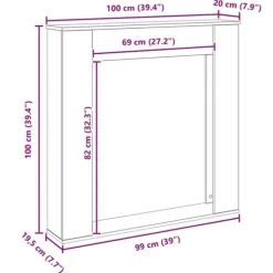 Fortsat til pejs - Slidstærk hylde til LED-flamme | Farve: Sort | Størrelse: 100x20x100 cm