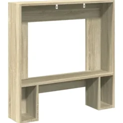 Fortsats til pejs - Dekorativ hylde til LED-flamme | Størrelse: 81x18x82 cm | Farve: Sonoma-eg