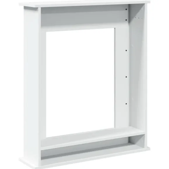 Fortsats til pejs - Dekorativ hylde til LED-flamme | Mål: 75x20x87,5 cm | Farve: Hvid