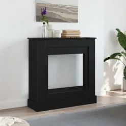 Fortsats til pejs - Dekorativ hylde til LED-flamme | Størrelse: 90x30x90 cm | Farve: Sort egetræsfarvet