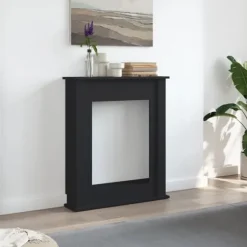 Fortsats til pejs i konstrueret træ - Sikkerhedsbarriere | Størrelse: 75x20x87,5 cm | Farve: Sort