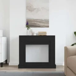 Fortsats til pejs i konstrueret træ - Sikkerhedsbarriere | Farve: Sort-eg | Størrelse: 100x30x87,5 cm