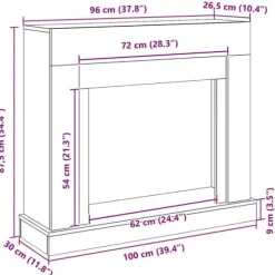 Fortsats til pejs i konstrueret træ - Sikkerhedsbarriere | Farve: Sort-eg | Størrelse: 100x30x87,5 cm