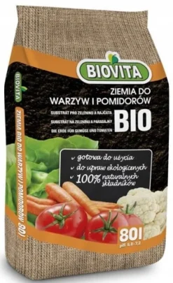Færdig jord til grøntsager og tomater, organisk substrat, 80L, BIOVITA