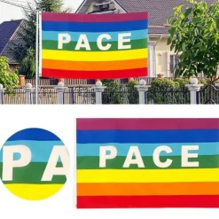 Färgglad Peace Flag Polyester Pacifist Flagga 90 X 145 cm Peace Banner Flaggor för trädgårdsbalkong utomhus