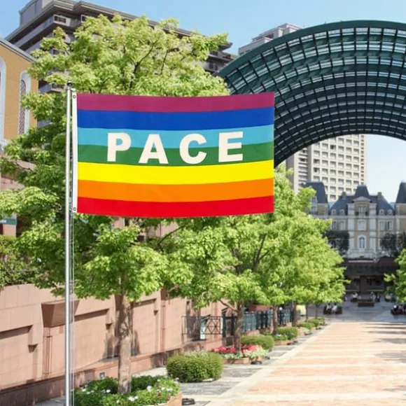 Färgglad Peace Flag Polyester Pacifist Flagga 90 X 145 cm Peace Banner Flaggor för trädgårdsbalkong utomhus