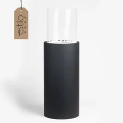 Fritstående biopejs til højt gulv, 80,5 cm med dekorative sten - ROMA BLACK