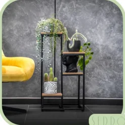 Fritstående blomsterstativ til blomster og planter, 4 niveauer, metal, rustik, 76 cm