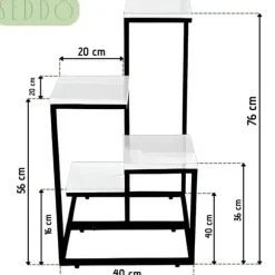 Fritstående blomsterstativ til blomster og planter, 4 niveauer, metal, rustik, 76 cm