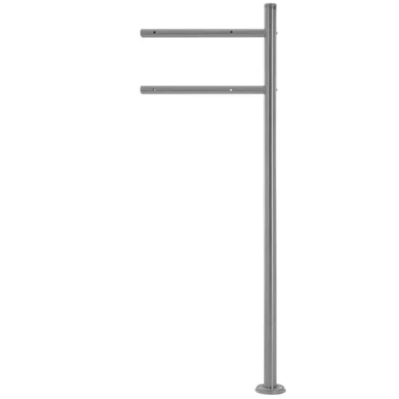 Fritstående brevkasse med avisrum 37 cm Hvid inkl. stativ 120 cm høj Fritstående brevkasse i sølv