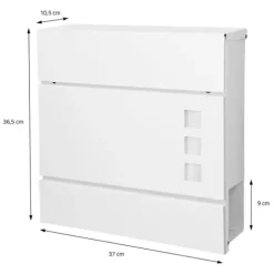 Fritstående brevkasse med avisrum 37 cm Hvid inkl. stativ 120 cm høj Fritstående brevkasse i sølv