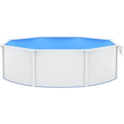 Fritstående swimmingpool med stålvæg 460x120 cm | Farve: Hvid | Inderside: Blå