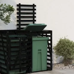Förlängning till sopkärlsskjulet - Massiv furu, Ventilerad design | Färg: Svart | Storlek: Standard