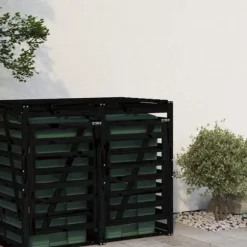 Förlängning till sopkärlsskjulet - Massiv furu, Ventilerad design | Färg: Svart | Storlek: Standard