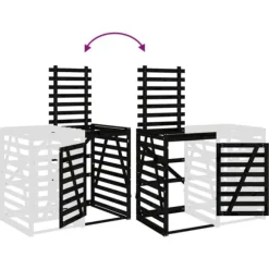 Förlängning till sopkärlsskjulet - Massiv furu, Ventilerad design | Färg: Svart | Storlek: Standard