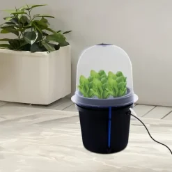 Frøplantekasse, 12-24 VDC spændingsområde, maks. 3 A strøm, timercyklus 60 min TÆNDT/30 min SLUKKET, produktstørrelse 27x27x29 cm, vægt 1,32 kg