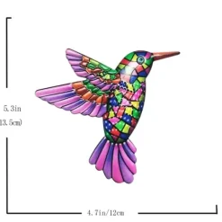 Fugl Hummingbird Vægskilt Have Ornament 12x13,5cm - Lilla