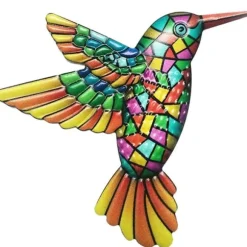 Fugl Hummingbird Vægskilt Have Ornament 12x13,5cm - Orange