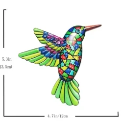 Fugl Hummingbird Vægskilt Have Ornament 12x13,5cm -Grøn
