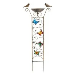 Fuglebad & Have Trellis Combo, Holdbart Jern, Retro Design, Guld