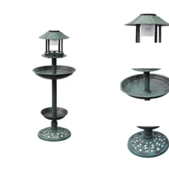 Fuglebade - Living fuglebad/ foderbræt med solcellelampe