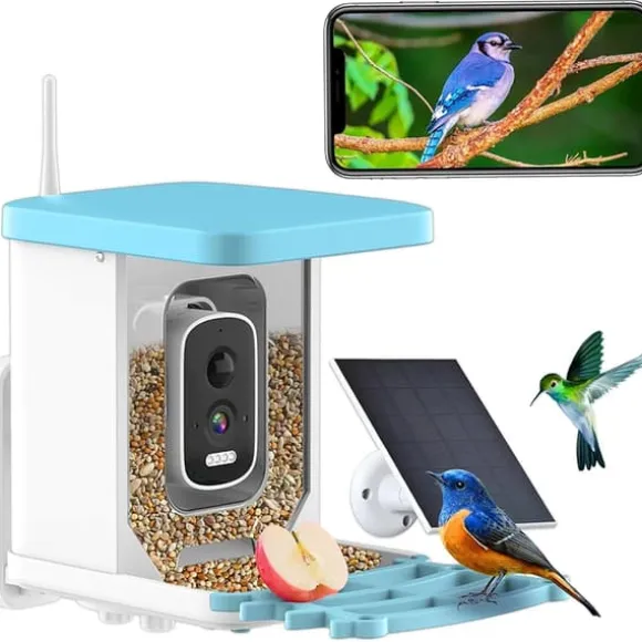 Fuglefoder, 4MP HD Kamera, Solopladelig,1.5L