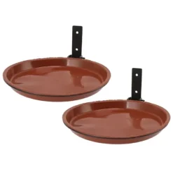 Fuglefoder- og fuglebadesæt med kraftig metalring - 2 gryder, 2 beslag til terrasse i baghaven