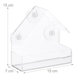 Fuglefoderbræt, 15x15x7 cm, Transparent
