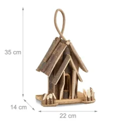 Fuglehus, Dekorativt ophæng, 35x22x14 cm, Brun