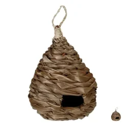 Fuglehus, vævet af kokosfibre, 31x20 cm, natur