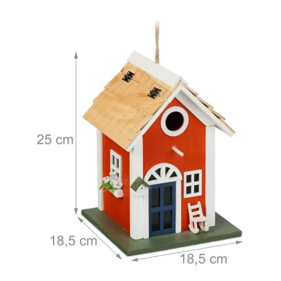 Fuglehus, 25x18,5x18,5 cm, Rød