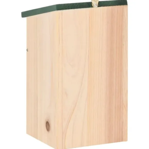 Fuglehuse i træ - 8 stk. | Størrelse: 12x12x22 cm | Farve: Træfarvet med grønt tag