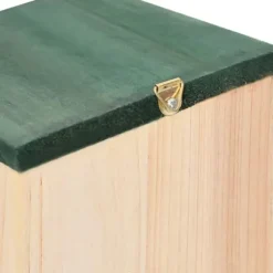 Fuglehuse i træ - 8 stk. | Størrelse: 12x12x22 cm | Farve: Træfarvet med grønt tag