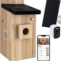 Fuglekasse Kamera, 5 Million Pixel Nattesyn, Naturligt Trædesign,M, Lys Grå
