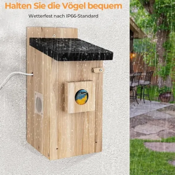 Fuglekasse Kamera, 5 Million Pixel Nattesyn, Naturligt Trædesign,M, Lys Grå