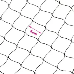Fuglenet - Beskyttelsesnet - 30×15 m - Maskestørrelse 5 cm - Polyester - Til frugttræer, have og frugtplantage - Sort
