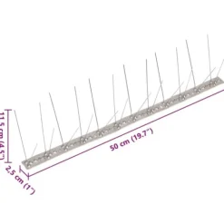Fuglepigge sæt med 20 stk. i 4 rækker - Effektiv fugleafskrækkelse | Materiale: Rustfrit stål | Længde: 10 m
