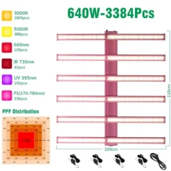 Fuld Spektrum LED Vækstlys, 240W 320W 640W Strøm Muligheder, Dæmpbar Kontrol,640 watt