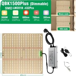Fuldspektret LED vækstlys, dæmpbart, effektiv varmeafledning,QBX1500Plus, EU