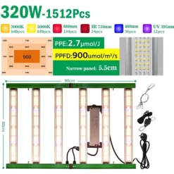 Fuldspektret LED vækstlys, 400W effekt, 1936 LED konfiguration,320W