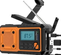 Fuleadture håndsvingradio 4000mAh, AM/FM/SW vejrradio, solcelle krumtapradio, SOS og lommelygte til nødsituationer