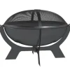Fuleadture Ildskål Ø54cm Metal Ildskål med Gnistbeskyttelse, Schürhake og håndtag til udendørs, BBQ, Sort